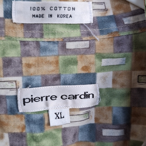 VTG Pierre Cardin Mens Shirt SzXL Multicolor Collar Short Sleeves 100% Cotton - Picture 6 of 12